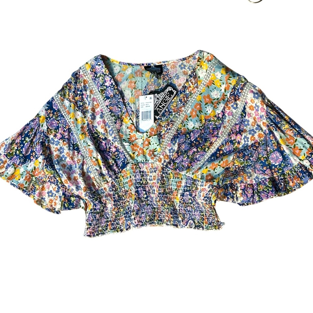 Angie Floral Smocked Crop Top in Multicolor
